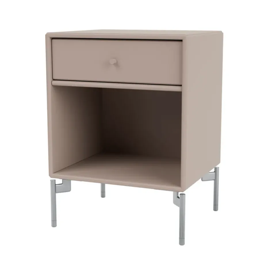 Montana Bedside Tables*Dream bedside table, Mushroom 137, chrome legs Brown