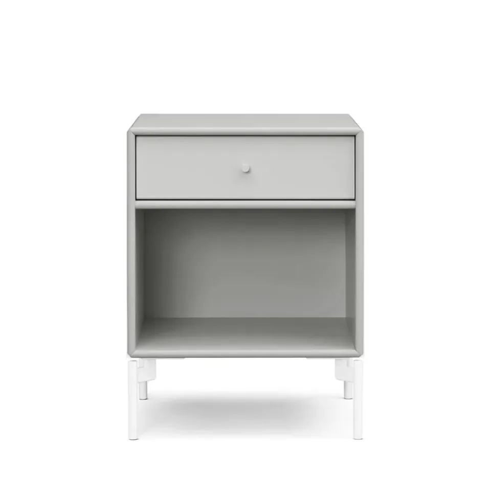 Montana Bedside Tables*Dream bedside table, Nordic 09 with drawer, white legs Grey