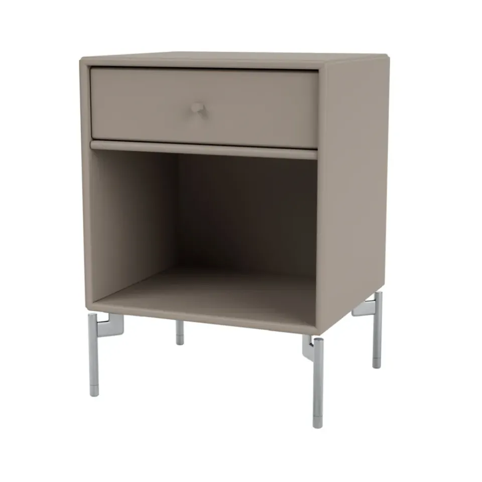 Montana Bedside Tables*Dream bedside table, Truffle 141, chrome legs Beige