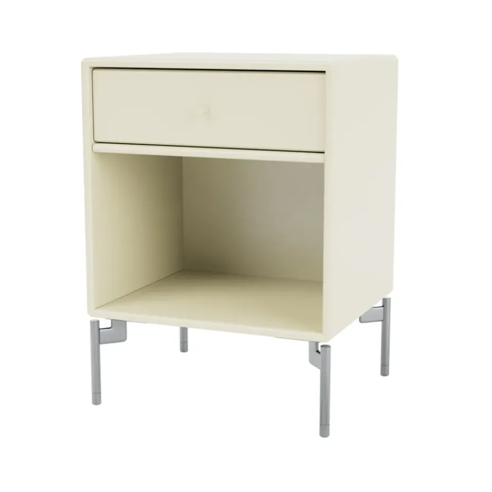 Montana Bedside Tables*Dream bedside table, Vanilla 150, chrome legs Beige