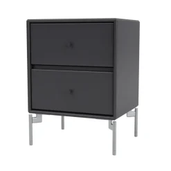 Montana Bedside Tables*Drift bedside table, Anthracite 04, chrome legs cm Grey