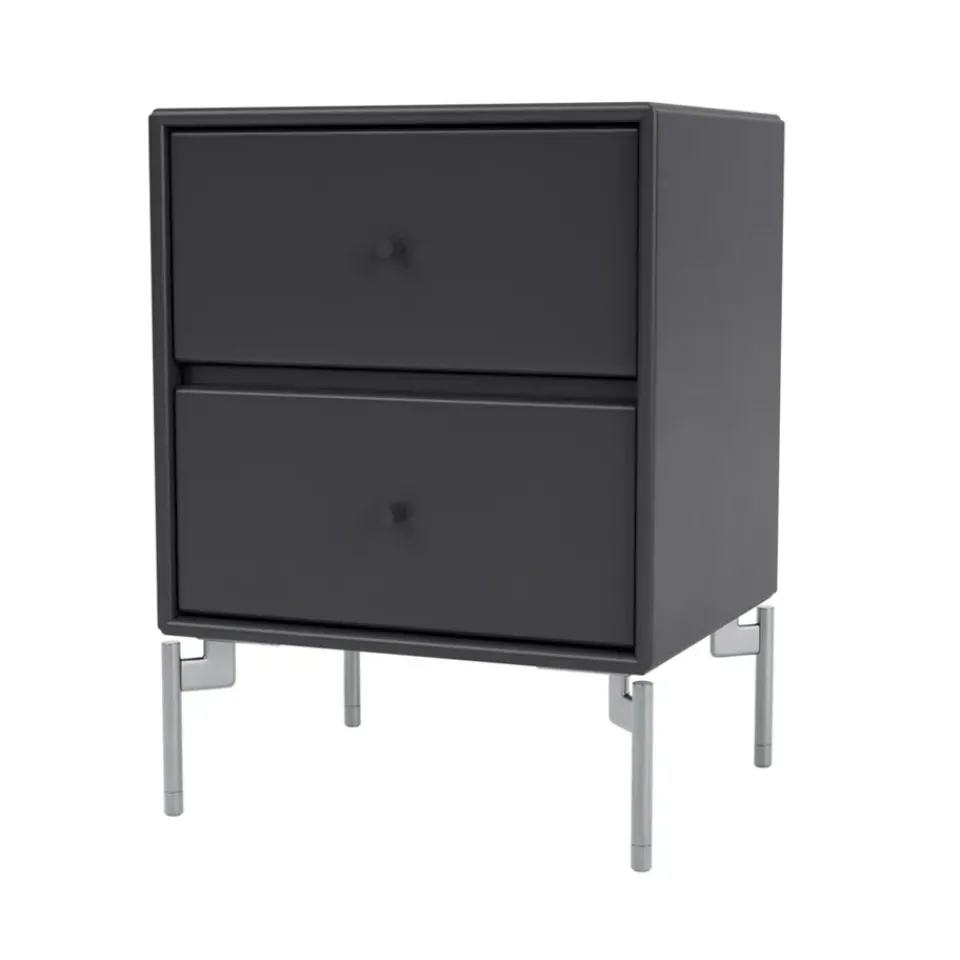 Montana Bedside Tables*Drift bedside table, Anthracite 04, chrome legs cm Grey