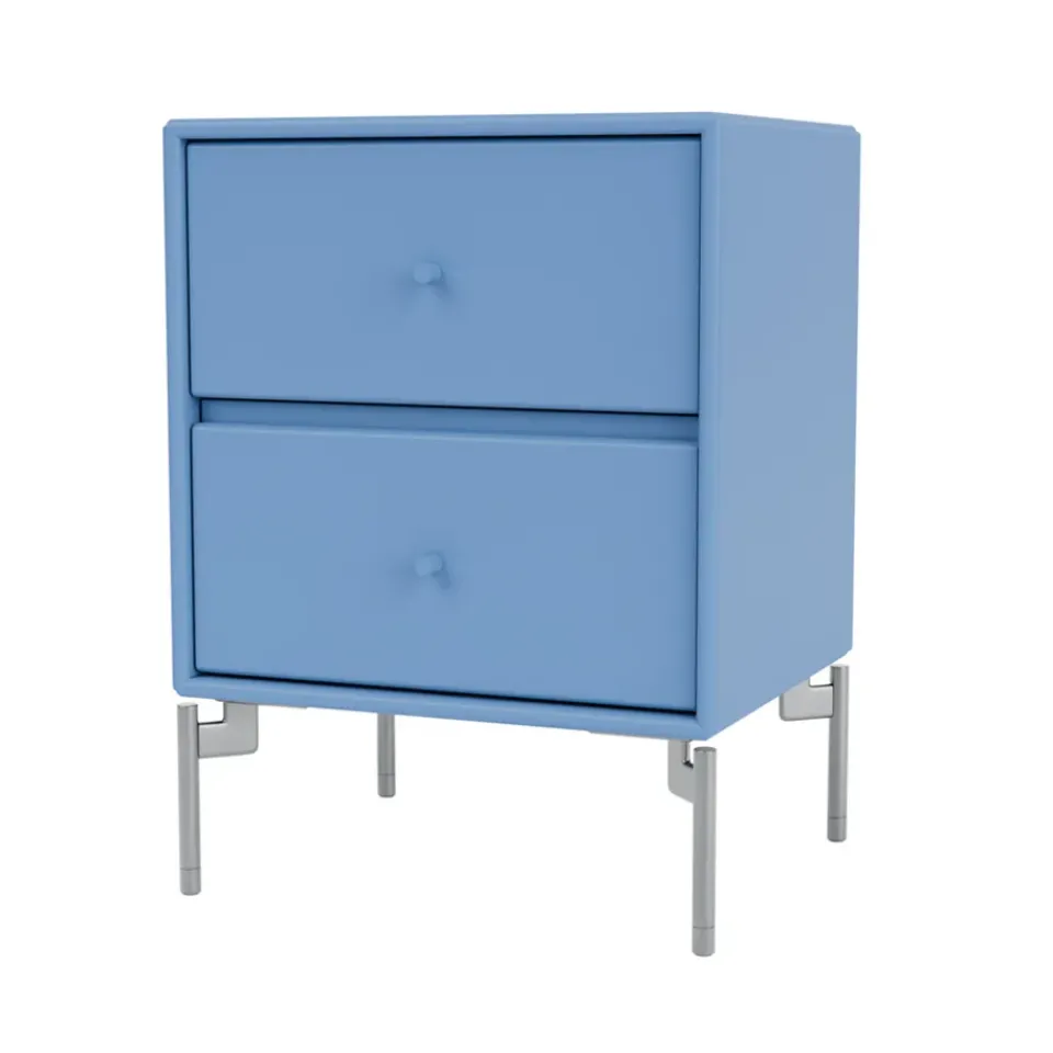 Montana Bedside Tables*Drift bedside table, Azure 154, chrome legs cm Blue