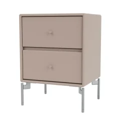 Montana Bedside Tables*Drift bedside table, Mushroom 137, chrome legs cm Brown