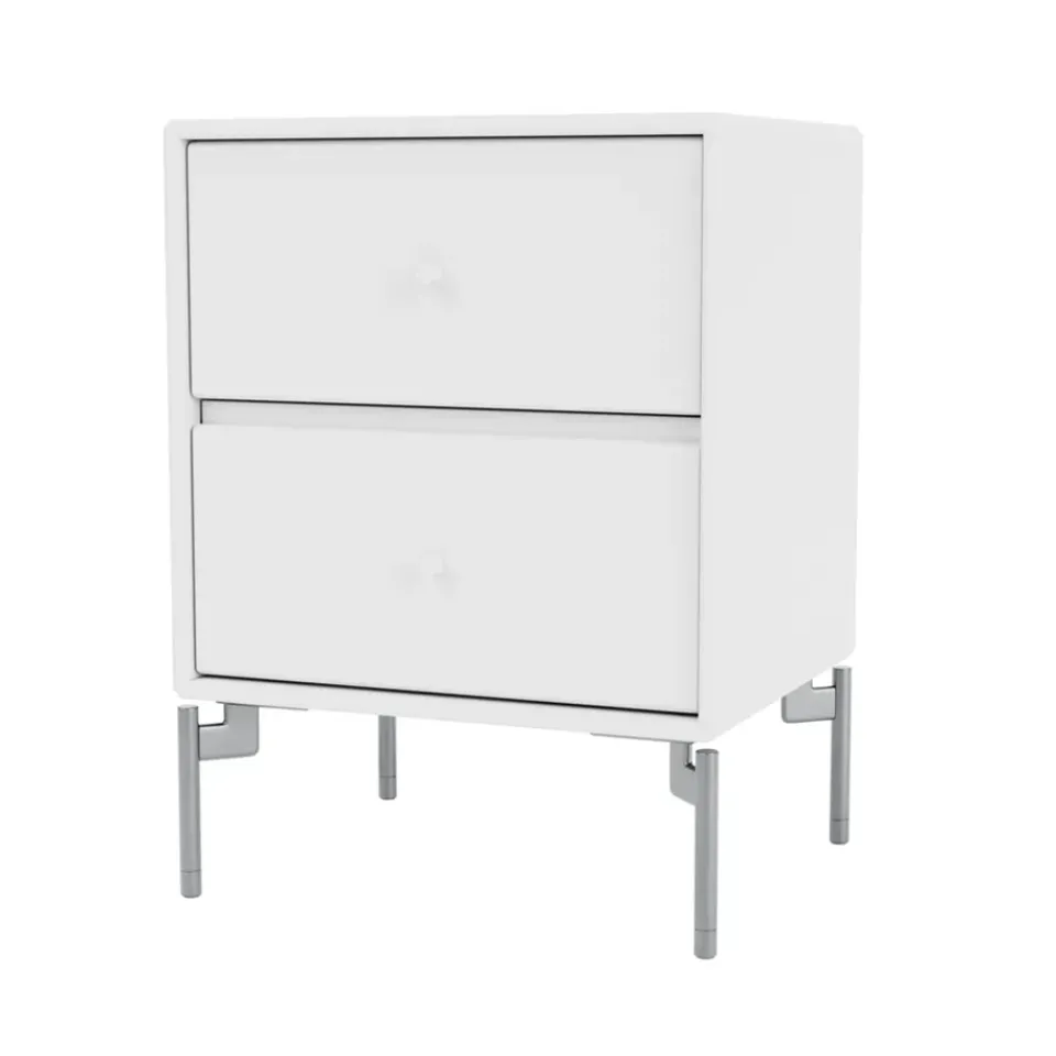 Montana Bedside Tables*Drift bedside table, Snow 38, chrome legs cm White