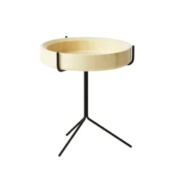 Swedese Side Tables*Drum table, Natural lacquer-h.46cm-black stand Beige