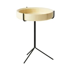 Swedese Side Tables*Drum table, Natural lacquer-h.56cm-black stand Beige