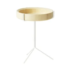 Swedese Side Tables*Drum table, Natural lacquer-h.56cm-white stand Beige