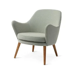 Warm Nordic Armchairs & Footstools*Dwell lounge chair, Fabric merit 021 light cyan, legs in smoked oak Green