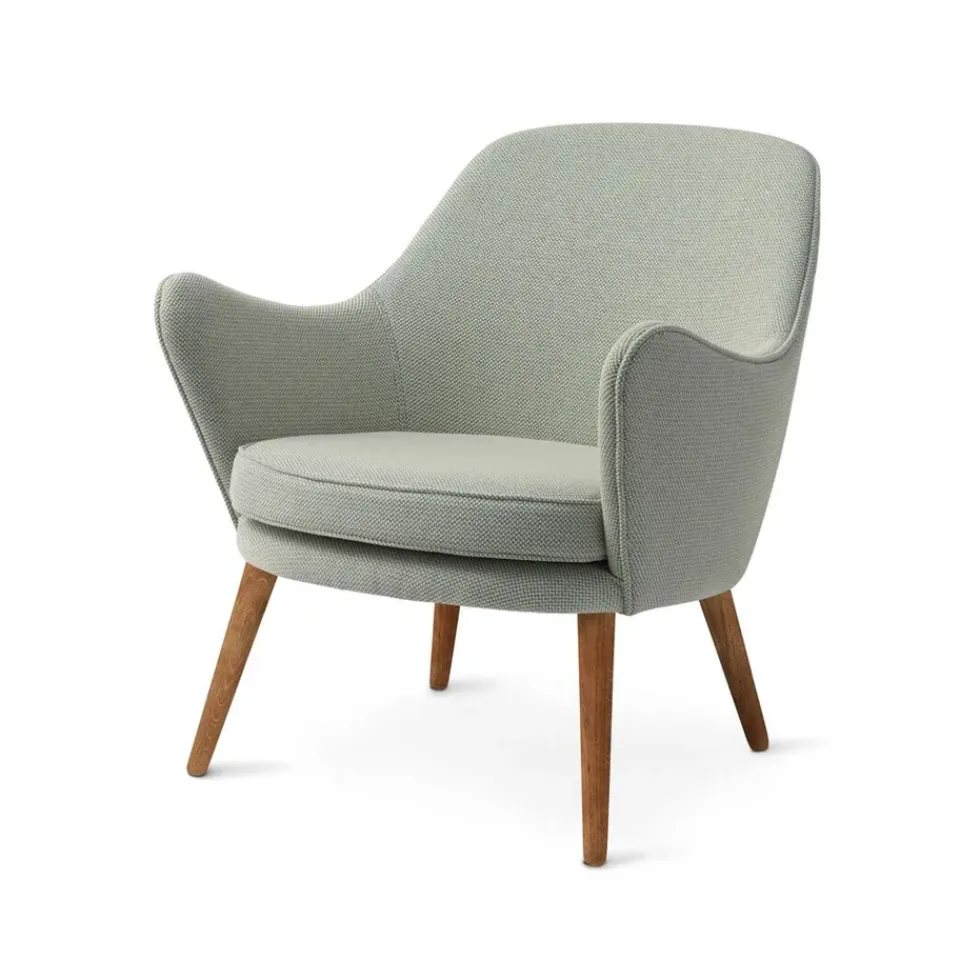 Warm Nordic Armchairs & Footstools*Dwell lounge chair, Fabric merit 021 light cyan, legs in smoked oak Green