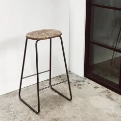 Mater Bar Stools*Earth bar stool, Coffee. h.74. black steel stand Brown