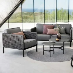 Cane-line Seating|Outdoor Lounge Furniture*Encore lounge armhair, airtouch lava /dark , incl. cushions Grey