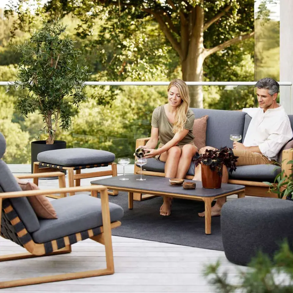Cane-line Outdoor Lounge Furniture|Garden Sofas & Garden Benches*Endless Soft 2-seater sofa teak, AirTouch Grey