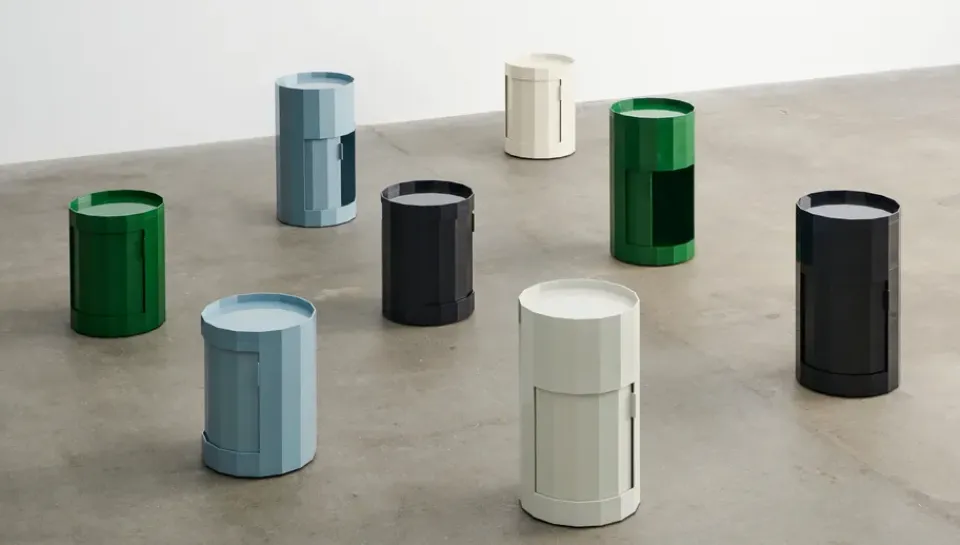 HAY Side Tables*Facet Cabinet high side table feet/wheels 66 cm, Spinach Green
