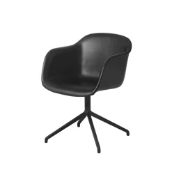 Muuto Office Chairs*Fiber armchair office chair swivel base with return, leather-anthracite Black