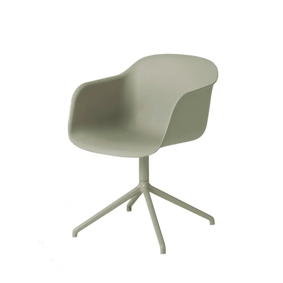 Muuto Office Chairs*Fiber armchair office chair swivel base with return, Dusty , base Green