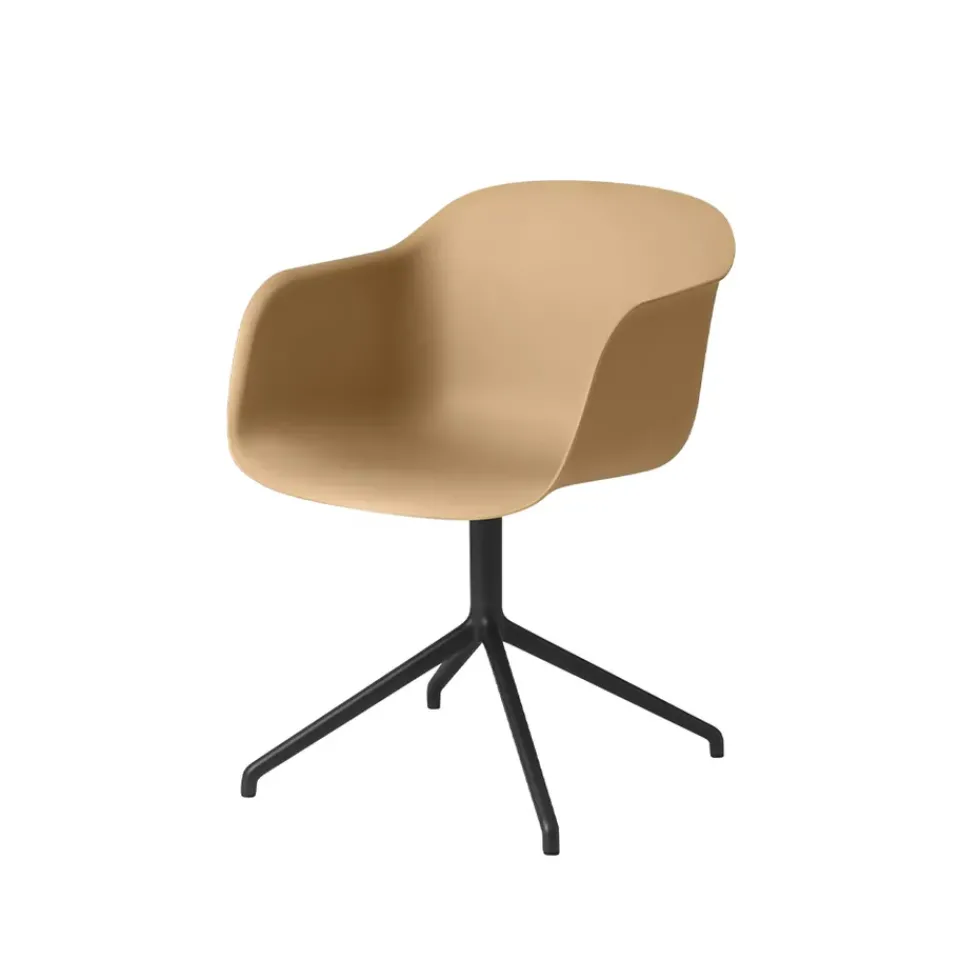 Muuto Office Chairs*Fiber armchair office chair swivel base with return, Ochre-anthracite black Beige