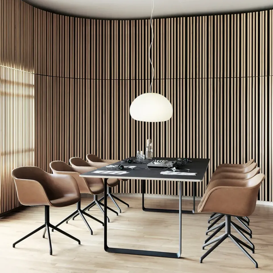 Muuto Office Chairs*Fiber armchair office chair swivel base with return, Ochre-anthracite black Beige