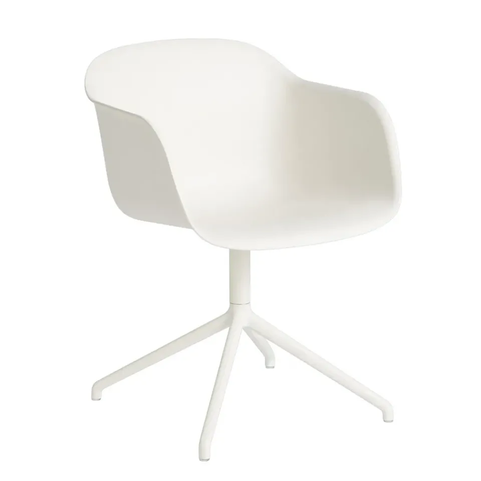 Muuto Chairs*Fiber armchair swivel base office chair, Natural (plastic) White