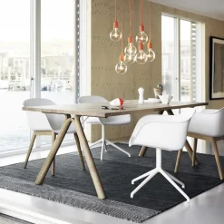 Muuto Chairs*Fiber armchair swivel base office chair, Natural (plastic) White