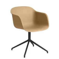 Muuto Chairs*Fiber armchair swivel base office chair, Ochre-Black (plastic) Yellow