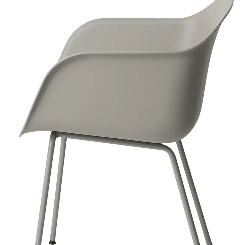 Muuto Chairs*Fiber armchair tube base, Refine leather - Black