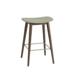 Muuto Bar Stools*Fiber bar stool 75 cm, Dusty , dark brown stained legs Green