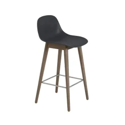 Muuto Bar Stools*Fiber barstool with backrest 65 cm, -dark brown stained legs Black