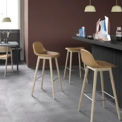 Muuto Bar Stools*Fiber barstool with backrest 65 cm, Dusty - legs Green