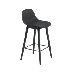 Muuto Bar Stools*Fiber barstool with backrest 65 cm, - legs Black