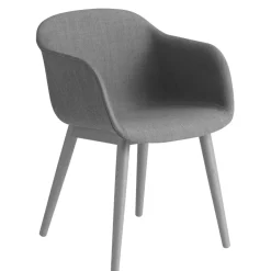 Muuto Chairs*Fiber Chair chair with armrest and wooden legs, Remix 133- Grey