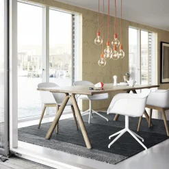 Muuto Chairs*Fiber Chair chair with armrest and wooden legs, Natural -Oak White