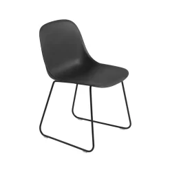 Muuto Chairs*Fiber chair steel sled base plastic seat, -anthracite Black