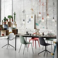 Muuto Chairs*Fiber chair steel sled base plastic seat, -anthracite Black