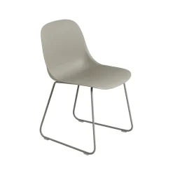 Muuto Chairs*Fiber chair steel sled base plastic seat, - Grey