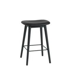 Muuto Bar Stools*Fiber counter stool 65 cm, Leather , leg Black