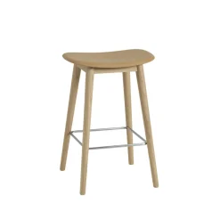 Muuto Bar Stools*Fiber counter stool 65 cm, Ochre, oak legs Yellow