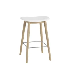 Muuto Bar Stools*Fiber counter stool 65 cm, , oak legs White
