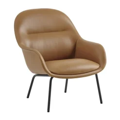 Muuto Armchairs & Footstools*Fiber Lounge armchair with steel legs, Refine leather cognac- Black