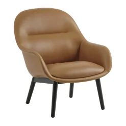 Muuto Armchairs & Footstools*Fiber Lounge armchair with oak legs, Refine leather cognac- Black