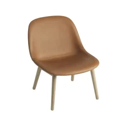Muuto Armchairs & Footstools*Fiber Lounge chair with oak legs, Refine leather cognac Brown