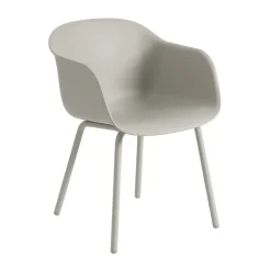Muuto Balcony Furniture*Fiber Outdoor armchair with steel legs, Grey (plastic) Black