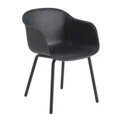 Muuto Balcony Furniture*Fiber Outdoor armchair with steel legs, Anthracite (plastic) Black