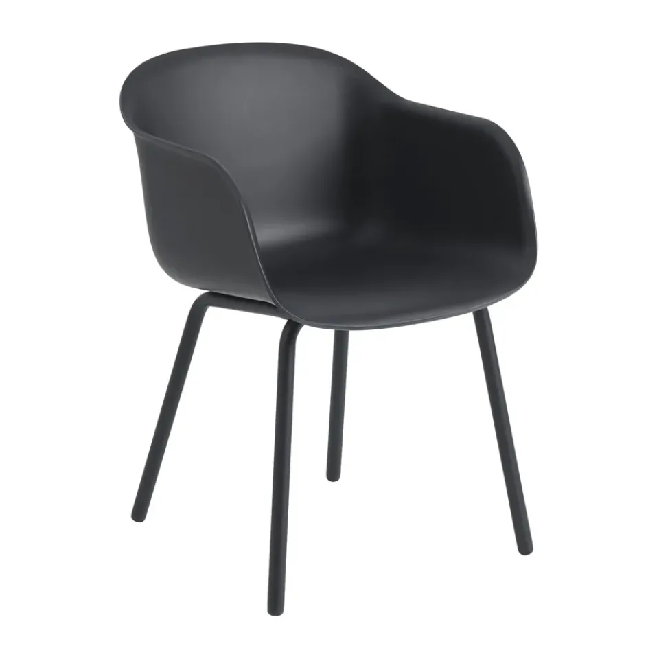 Muuto Balcony Furniture*Fiber Outdoor armchair with steel legs, Anthracite (plastic) Black