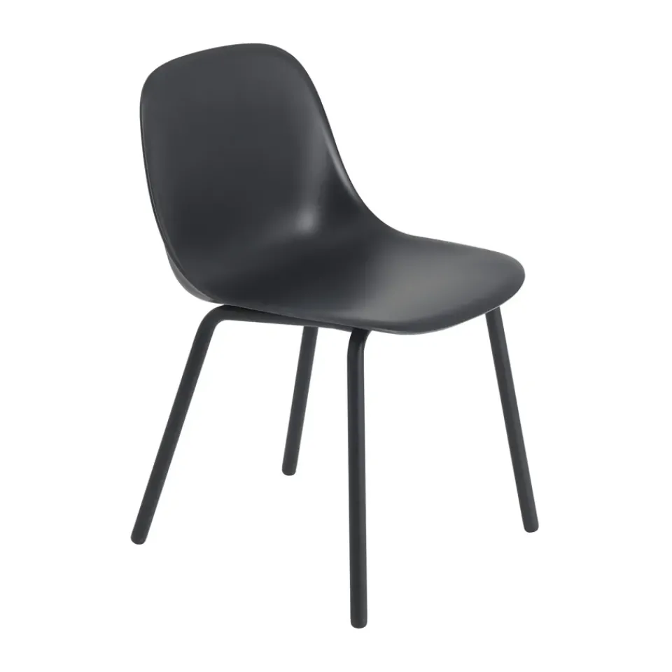 Muuto Balcony Furniture*Fiber Outdoor side chair with steel legs, Anthracite Black