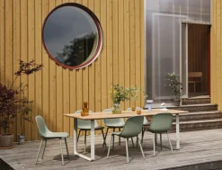 Muuto Seating|Balcony Furniture*Fiber Outdoor side chair with steel legs, Dusty Green