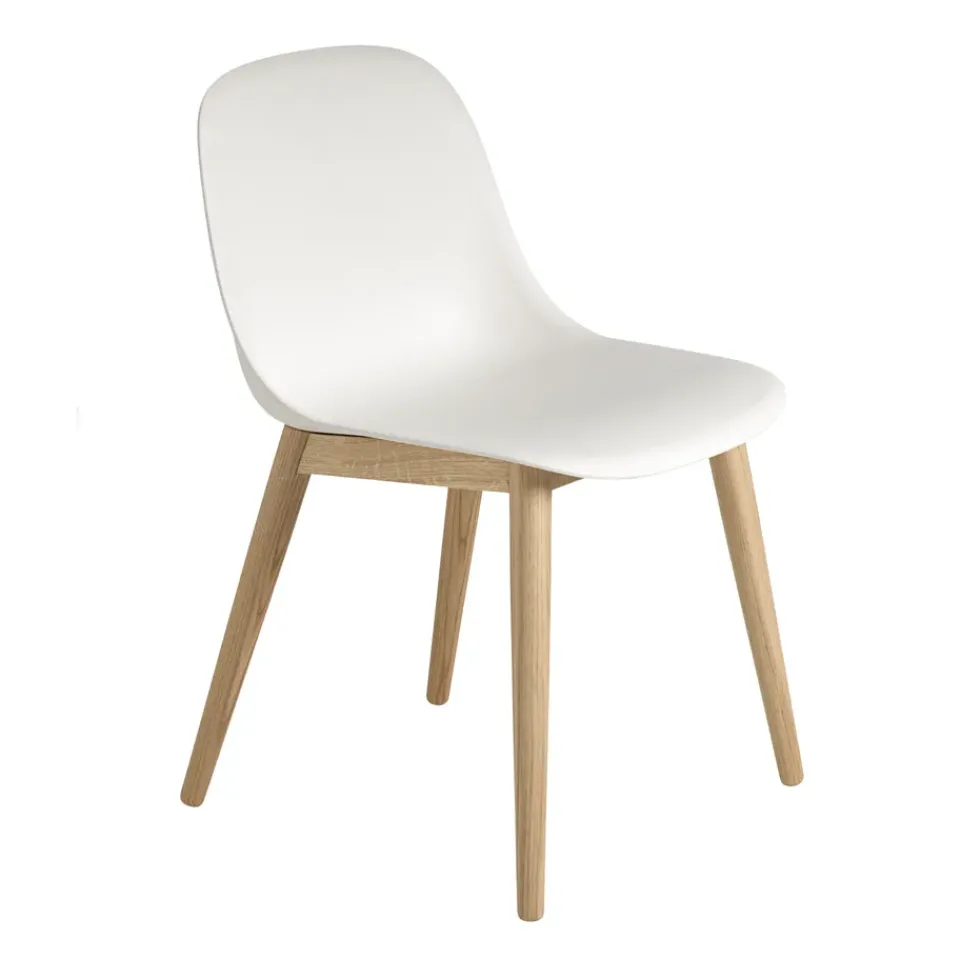 Muuto Chairs*Fiber Side Chair with wooden legs, -oak White