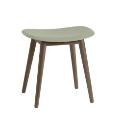 Muuto Stools*Fiber stool, Dusty , dark brown stained legs wooden legs Green