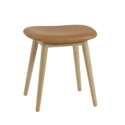 Muuto Stools*Fiber stool, Leather cognac, oak legs Brown