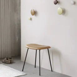 Muuto Stools*Fiber stool, Leather cognac, oak legs Brown